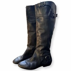 Naughty Monkey Classic Leather Riding Boots With Buckle Detail Women's Size 9.5